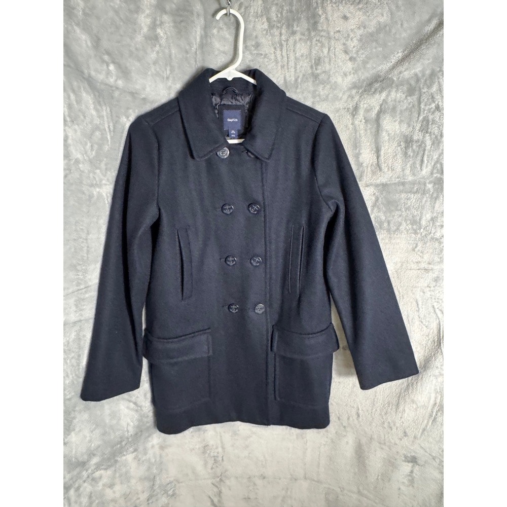 GapKids Navy Blue Wool Blend Double Breasted Pea Coat Jacket XXL 14 16 982622
